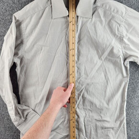 Eton Size 15 Button Up Shirt Long Sleeve Cotton Designer French Cuff Gray Check - Picture 12 of 16